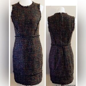 Ann Taylor Multicolor Tweed Sheath Dress Office Workwear Fall Winter Academia